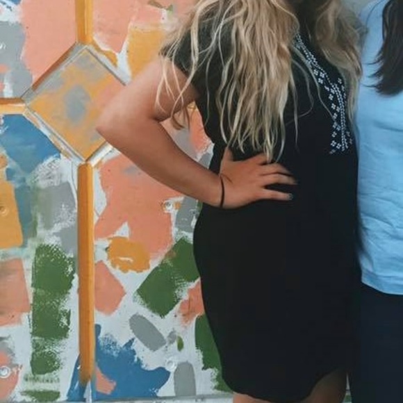 Black Embroidered Linen Sheath Dress - Boho Style - Picture 5 of 16